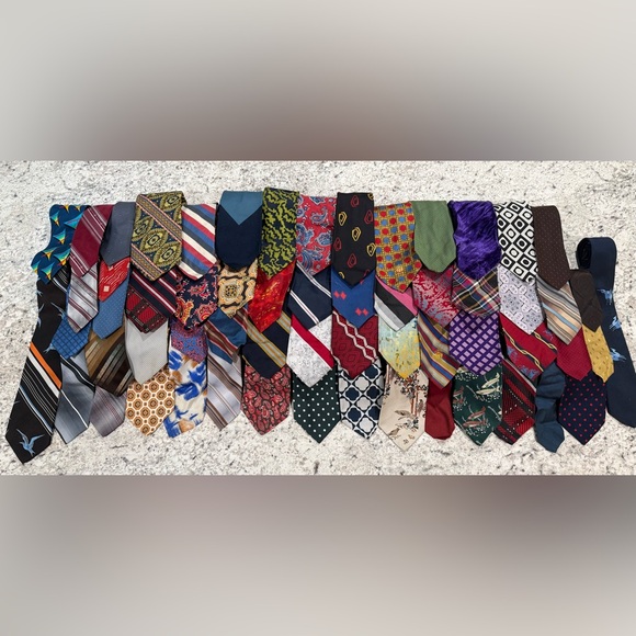 Large Vintage Lot 59 Mens Ties Polyester Wide Skinny Funky Unique Colorful